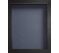 Radcliffe Black Wooden Deep 3D Box Frame 8x8 inch, Dark Blue Backing Board * Choice of Sizes* Fitted with Real Glass
