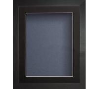 Radcliffe Black Wooden Deep Box 3D 12x10" Frame with Black Mount for Image 8x6", Dark Blue Backing Board * Choice of Sizes* Fitted with Real Glass