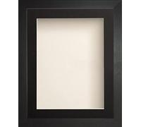 Radcliffe Black Wooden Deep Box 3D 20x16" Frame with Black Mount for Image A3 (16.5x11.75), Ivory Backing Board * Choice of Sizes* Fitted with Real Glass