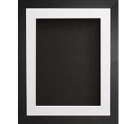 Radcliffe Black Wooden Deep Box 3D 24x18" Frame with White Mount for Image 18x12", Black Backing Board * Choice of Sizes* Fitted with Perspex