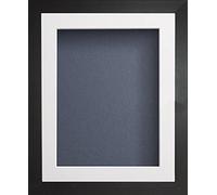 Radcliffe Black Wooden Deep Box 3D 24x18" Frame with White Mount for Image 18x12", Dark Blue Backing Board * Choice of Sizes* Fitted with Perspex