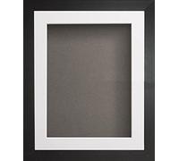 Radcliffe Black Wooden Deep Box 3D 24x18" Frame with White Mount for Image 18x12", Grey Backing Board * Choice of Sizes* Fitted with Perspex