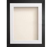 Radcliffe Black Wooden Deep Box 3D 24x18" Frame with White Mount for Image 18x12", Ivory Backing Board * Choice of Sizes* Fitted with Perspex