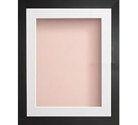 Radcliffe Black Wooden Deep Box 3D 24x18" Frame with White Mount for Image 18x12", Pink Backing Board * Choice of Sizes* Fitted with Perspex