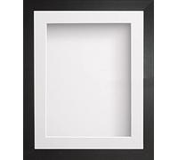 Radcliffe Black Wooden Deep Box 3D 24x18" Frame with White Mount for Image 18x12", White Backing Board * Choice of Sizes* Fitted with Perspex
