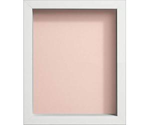 Radcliffe White Wooden Deep 3D Box Frame 14x11 inch, Pink Backing Board * Choice of Sizes* Fitted with Real Glass