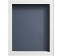 Radcliffe White Wooden Deep 3D Box Frame 18x14 inch, Dark Blue Backing Board * Choice of Sizes* Fitted with Real Glass