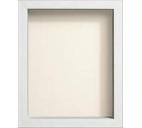 Radcliffe White Wooden Deep 3D Box Frame A2, Ivory Backing Board * Choice of Sizes* Fitted with Perspex