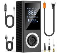 RADCLO Cordless Car Tyre Inflator Air Compressor, Portable Mini 150 PSI Electric Pump with Digital Pressure Gauge, Night LED, Auto Shutoff, Rechargeable Battery - for Car, Bike, Motorcycle, Ball