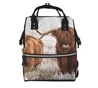 RadDa Highland Cow Print Diaper Bag Organizing Pouches For Baby Girls Boys, Multifunction Cute Travel Backpack For Woman, Black, One Size, Travel Backpacks