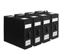 Raddile 2 Pack Bed Sheet Organiser - Foldable Bedding Storage with Handle and Visible Window, Linen Clothes Storage Boxes for Sheets, Duvet Covers, Towels and Blankets (4 Pack-Black)