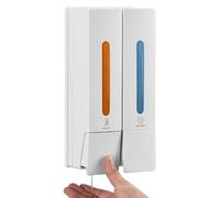 Raddile Shampoo and Conditioner Dispenser, 400ML x 2 Soap Dispenser Wall Mounted, No Drill Shampoo Bottle for Shower, Shower Gel Dispensers for Bathroom Hotel (White)