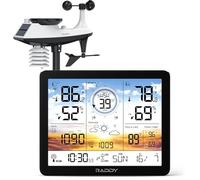 Raddy AG7 Weather Station Wireless Indoor Outdoor Thermometer, 7.4'' Digital Color Display Atomic Weather Clock, Temperature Humidity Monitor with Weather Forecast and Barometric Pressure
