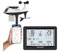 Raddy MN6 Wi-Fi Weather Station, 15-in-1 Wireless Weather Station for Indoor Outdoor, Temperature Humidity Monitor with Air Pressure, Rain Gauge, Wind Speed, UV, Weather Forecast