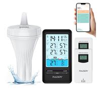 "Raddy-PT-3 Wi-Fi Pool Thermometer Floating Easy Read with 2 Additional Remote Sensors, APP Remote Monitor, Large Digital Display, Rechargeable, T