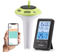 Raddy PT-5 Wi-Fi Pool Thermometer, Wireless Smart Floating Sensor with Indoor Console, APP Remote Monitoring, IPX8 Waterproof, Solar & USB-C Rechargeable, for Swimming Pool, Hot Tub, Spa
