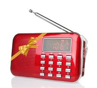 Raddy RF23 Portable FM/AM Radio, Rechargeable Pocket Radio, Flashlight, Clear LCD Display, Micro SD/USB MP3 Player, 800mAh Battery, Great Sound, Compact Mini Radio for Walking, Travel & Camping, Red