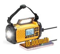 Raddy SH-906 Emergency Radio, 10000mAh NOAA Weather Alert Hand Crank Solar AM/FM/SW/VHF, Portable Survival Radio with Flashlight, Reading Lamp, SOS Alarm, Compass & Phone Charger for Outdoor Camping
