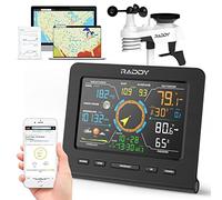 Raddy WF-100C Lite Weather Station Wireless Indoor Outdoor with Temperature, Barometric, Humidity, Wind Gauge, Rain Gauge, Weather Forecast, Moon Phrase, Alarm Clock for Home, Garden