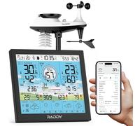 Raddy WF-120P Professional Wi-Fi Weather Station with App Control, 10″ HTN Color Display, Indoor/Outdoor Temp & Humidity, UV & Light Index, PM2.5 AQI, 5-Day Forecast, 7-in-1 Outdoor Sensor for Farm