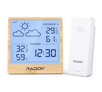 Raddy WF-50T Indoor Outdoor Thermometer Hygrometer Wireless Weather Station, Battery Powered Temperature & Humidity Monitor with 5.0’’ TN Display, Weather Forecast, Wireless Remote Sensor