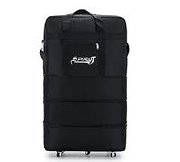 Radefasun Expandable Extra Large Travel Oxford Duffel Bag with Wheels Waterproof Lightweight Traveling Foldable Suitcase (Black, L)