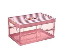 Radefasun portable folding storage box with lid, car storage box, can put snacks, various small tools, daily necessities. (Pink, 422821cm)
