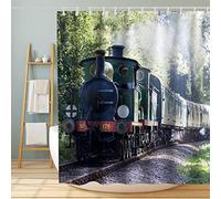 RADEMA Train Shower Curtain Anti Mould Shower Curtain Transportation 3D Waterproof Shower Curtains 180x180 cm Suitable for Bathroom Baths with 12 Plastic Hooks