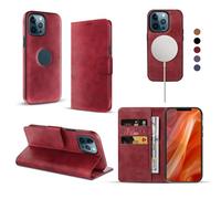 RadEnergy EMF Protection Anti Radiation Leather Flip Folio Case for iPhone, Genuine Leather Wallet Case/Cover with Card Holder & Stand Function Red