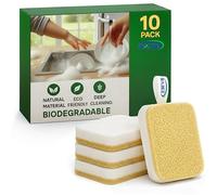 Radez 10 Pack Dual-Sided Loofah & Cellulose Sponges, Eco Friendly Non Scratch Kitchen Sponge, Biodegradable Washing Up Sponge for Dishes, Compostable Cleaning Pads