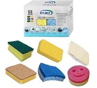 RADEZ 12 Pack Eco Finger Grip Cleaning Sponges 6 Types (2 Each) Natural Loofah,Cellulose, Heavy-Duty,Non-Scratch Pads, Biodegradable,Compostable, Reusable for Kitchen, Bathroom, Car UKBrand