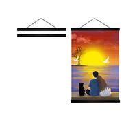 Radezon Magnetic Poster Frame Hangers, Wooden Poster Hangers, Magnet Picture Hanging for 16x24 16 x 24 inch Canvas (16"/ 40cm, Black)