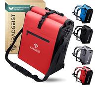 RADGEIST 3-in-1 Bicycle Bag for Pannier Rack, Bicycle Backpack, Pannier Rack Bag, Shoulder Bag, with Laptop Compartment, Waterproof, 25 L, Red