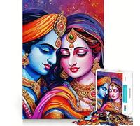 Radha And Krishna Jigsaw Puzzles 1000 Piece for Teenagers Logic Ability Toy Relaxing Fun Accurate Cut Artistic Gift (38x26cm)