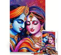 Radha And Krishna Jigsaw Puzzles 1000 Piece for Teenagers Logic Ability Toy Relaxing Fun Accurate Cut Artistic Gift (38x26cm)