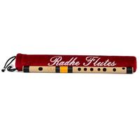 Radhe Flutes | A Sharp Left Handed Middle Bansuri | Black & Orange| Tuned With Tanpura A=440Hz | Without Lip-Plate | PVC Flute + Velvet Cover + Hindi & English Flute Lessons