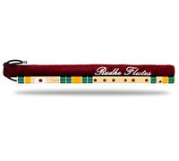 Radhe Flutes C Natural Right Handed Middle Bansuri Dark Green and Orange Tuned with Tanpura A=440Hz PVC Flute + Velvet Cover + Hindi and English Flute Lessons
