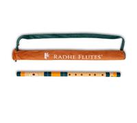 Radhe Flutes | C Natural Right Handed Middle Bansuri | Dark Green & Orange | Tuned With Tanpura A=440Hz | PVC Flute + Dark Green & Orange Velvet Cover + Hindi & English Flute Lessons