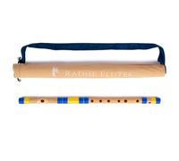 Radhe Flutes | C Sharp Right Handed Middle Bansuri | Blue & Yellow | Tuned With Tanpura A=440Hz | PVC Flute + Velvet Cover + Hindi & English Flute Lessons