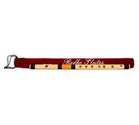 Radhe Flutes | E Natural Left Handed Middle Bansuri | Black & Orange | Tuned With Tanpura A=440Hz | PVC Flute + Velvet Cover + Hindi & English Flute Lessons