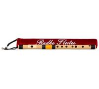Radhe Flutes | G Natural Left Handed Middle Bansuri | Black & Orange | Tuned With Tanpura A=440Hz | PVC Flute + Velvet Cover + Hindi & English Flute Lessons