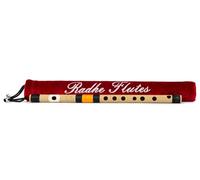 Radhe Flutes | G Sharp Left Handed Middle Bansuri | Black & Orange| Tuned With Tanpura A=440Hz | PVC Flute + Velvet Cover + Hindi & English Flute Lessons