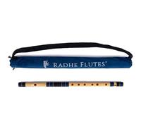 Radhe Flutes | PVC Fiber Bansuri | Right Handed C Sharp With Velvet Cover | Middle Octave | Tuned With Tanpura A=440Hz (Beige Flute With Dark Blue & Black)