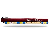 Radhe Flutes | Right Handed C Natural With Velvet Cover | Tuned With Tanpura A=440Hz | PVC Fiber | Light Blue & Yellow