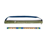 Radhe Flutes | Right Handed C Sharp With Velvet Cover | Tuned With Tanpura A=440Hz | PVC Fiber (Beige Flute With Blue & Green)
