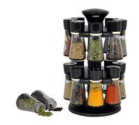 Radhna 16 Pc Multipurpose Spice Rack Container Set for Dining Table | Transparent Revolving Spice Containers for Storage | Plastic Stackable and Space Savvy Spice Rack for Kitchen