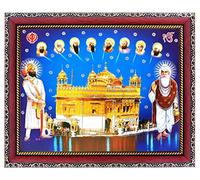 Radhna All Ten Sikh/Das Gurus with Golden Temple Guru Nanak dev ji and Guru Gobind Singh ji Photo Frame for Wall Hanging/Gift/Temple/puja Room/Home Decor Golden with Unbreakable Acrylic Glass