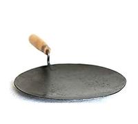 Radhna Indian Traditional 10 inch Iron Tawa Cookware Roti Maker chapati Maker Kitchen Tool Iron Tava with Wooden Handle - Fastest Delivery with DHL