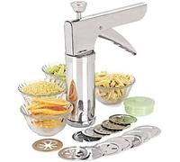 Radhna Indian Traditional Kitchen Utensils for Kitchen Press/Murukku/Cookies/Noodles/Indian Snacks/idiyappam/chakli/Namkeen Sev Maker Press with Stainless Steel Jaalis (Silver)