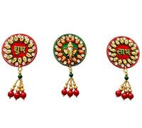 Radhna Multicolor Handcrafted Designer Acrylic Shubh-Labh-Ganesha for Side Door/Wall Main Entrance Hanging Home/Office/Mandir Decor Stickers [3piece][PA005.3]